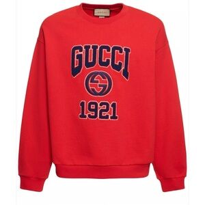 Gucci men's cotton jersey felted sweatshirt 1921 embroidery size medium